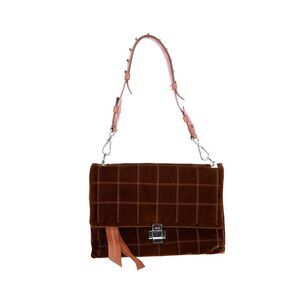 N°21 Front Flap Shoulder Bag in Brown Velvet